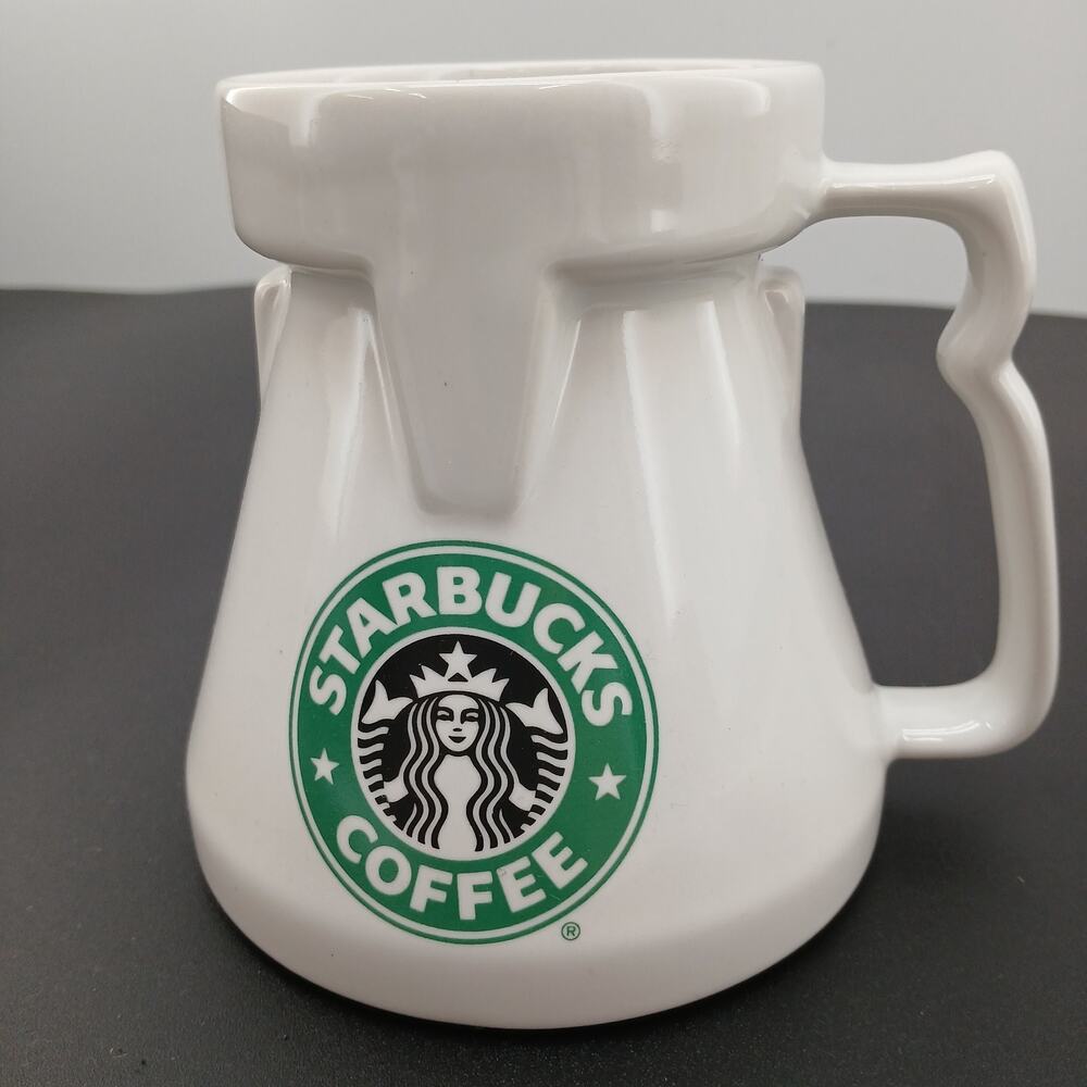Vintage Starbucks Travel Mug Original Siren Split Tail Logo White No Lid 16oz